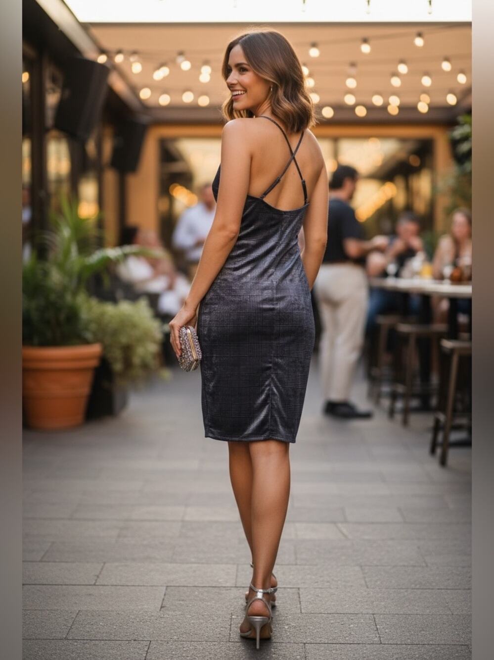 NWT SUPERDOWN S velvet dress criss cross straps